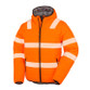 Fluorescent orange padded hi vis jacket with hood, reflective bands and zipped front pockets