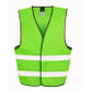 Black enhanced visibility vest with sewn reflective tapes over the shoulders and grey bound edges
