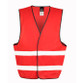 Black enhanced visibility vest with sewn reflective tapes over the shoulders and grey bound edges