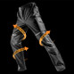 Black slim fit softshell work trousers with knee panels, cargo thigh pocket and reflective detail