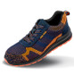Black and orange knit mesh safety trainer with steel toecap and suede trim, low cut style