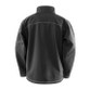 Black mens softshell work jacket with zip through collar, zipped pockets and treble stitching