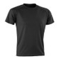 Black quick dry performance t shirt with crew neck and top stitched shoulders