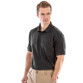 Navy poly cotton work polo shirt with buttoned chest pocket and flat knit collar