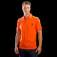 Navy poly cotton work polo shirt with buttoned chest pocket and flat knit collar