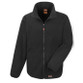 Black heavy duty microfleece work jacket with zip through collar and zipped pockets