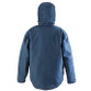 Black denim texture waterproof work jacket with hood, stand up collar and zipped pockets