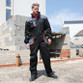 Two-tone lightweight work overalls with full zip, chest pockets and orange reflective tabs