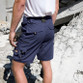 Two-tone technical work shorts with zipped cargo pocket, ruler pocket and contrast panels