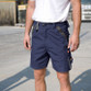 Two-tone technical work shorts with zipped cargo pocket, ruler pocket and contrast panels