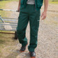 Plain work trousers with knee pad pockets, thigh pocket with reflective trim and hammer loop