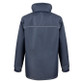 Padded long work coat with full zip, patch pockets, stand-up collar and reflective detail