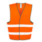 Fluorescent hi vis safety vest with sewn-on reflective tapes and a tear release front fastening