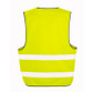 Fluorescent hi vis safety vest with sewn-on reflective tapes and a tear release front fastening