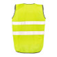 Fluorescent hi vis motorist vest with reflective bands round the body and long tear release front