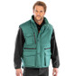 Padded ripstop work bodywarmer with stand up collar, storm flap and several chest pockets