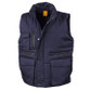 Padded ripstop work bodywarmer with stand up collar, storm flap and several chest pockets