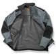 Softshell work jacket with black reinforced shoulder and elbow panels, zip pockets and zip collar