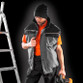 Heavy duty padded work jacket with zip off sleeves, chest pockets and reflective piping