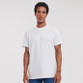 Plain crew neck cotton t-shirt with short sleeves and rib collar, shown from the front
