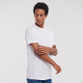 Plain crew neck cotton t-shirt with short sleeves and rib collar, shown from the front