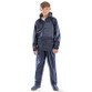 Child's waterproof rain suit, a hooded jacket and trousers with press stud ankles