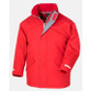 Child's navy waterproof winter parka with hood in the collar, fleece lined pockets and reflective tape