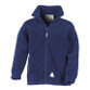 Child's navy full zip fleece jacket with fleece lined pockets and reflective triangle on the chest