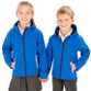 Child's navy and royal hooded softshell jacket with chin guard and reflective details