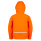 Child's navy and royal hooded softshell jacket with chin guard and reflective details