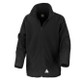Child's navy full zip microfleece jacket with stand up collar and reflective triangle