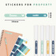 Easy2Name mini name stickers size: 38 x 6 mm, shown on pens and pencils
