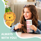 Girl smiling with a sheet of Easy2Name multi colour mini name stickers
