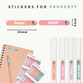 Easy2Name mini name stickers size: 38 x 6 mm, shown on pens and pencils
