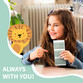 Girl smiling with a sheet of Easy2Name one colour mini name stickers