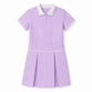 Girls lilac gingham summer school dress with zip front, white collar and pleated skirt