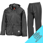 Result waterproof jacket and trouser set in black with free carry case – R095X rain suit