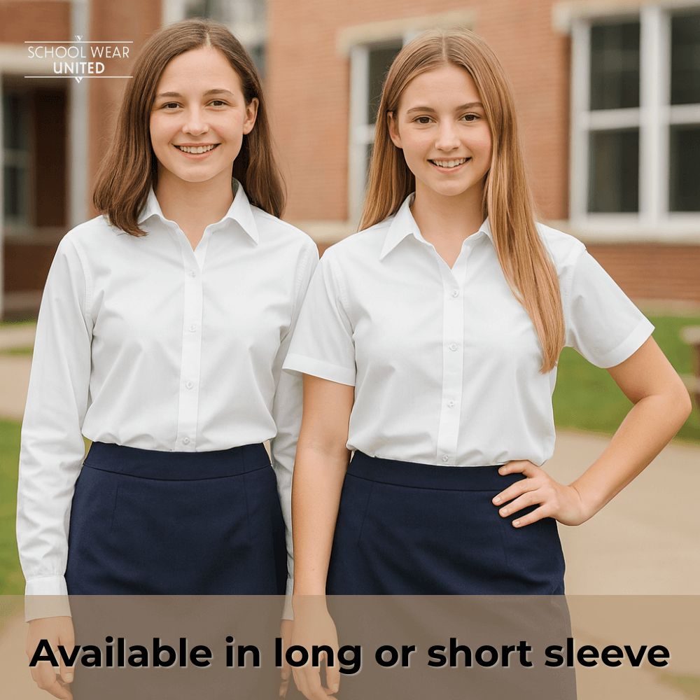 Ayra girls non-iron school blouses – available in short sleeve and long sleeve 4-pack