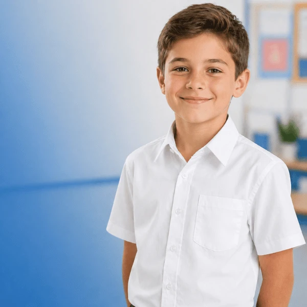 Boys white short sleeve non iron school shirts