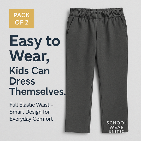 Ayra twin pack full elastic pull up school trousers - easy to wear