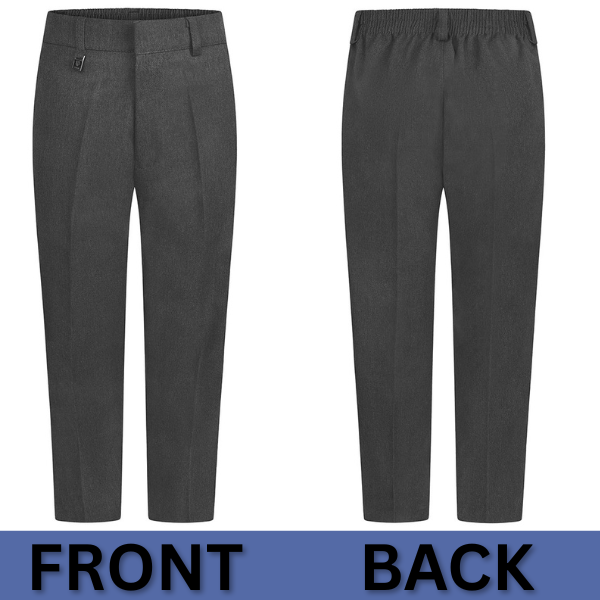 Zeco boys sturdy fit eco trousers – front and back view