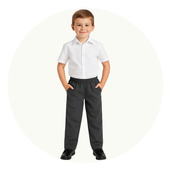 Full Elastic Pull Up School Uniform Trousers