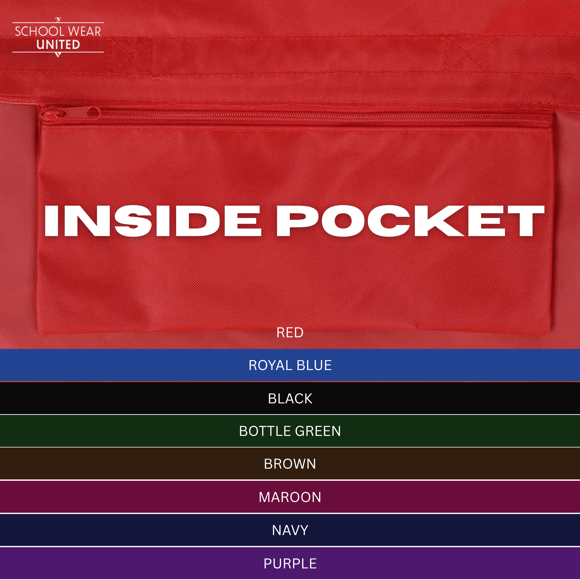 Inside pencil pocket and strap of Premium Book Bag