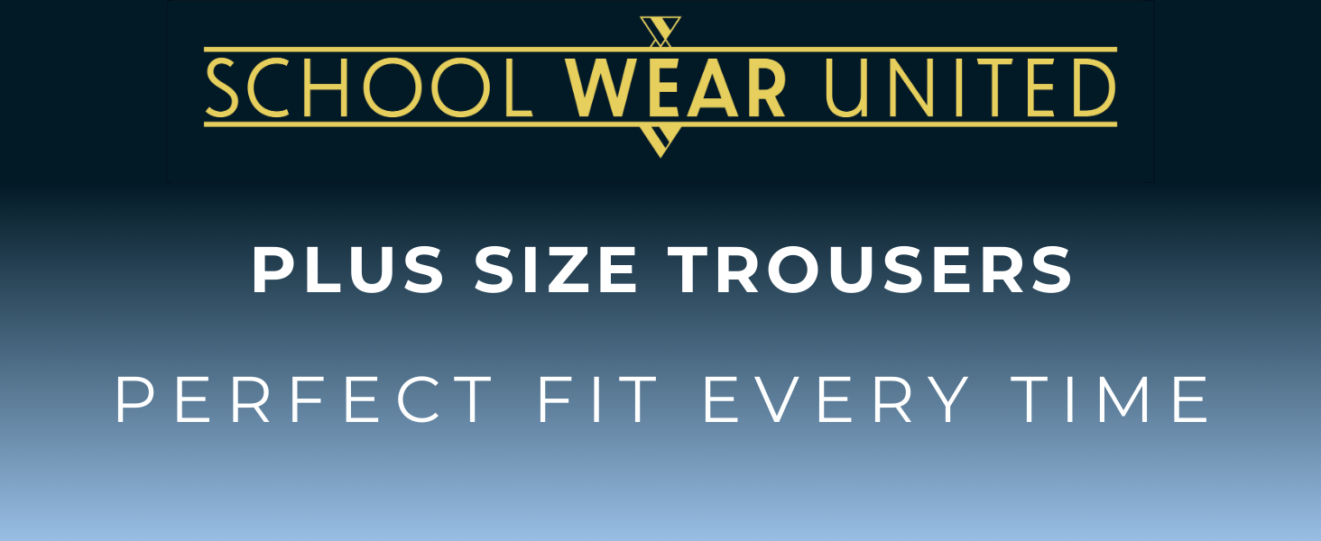 Boys sturdy fit plus size school trousers with wider waist and shorter leg for comfort