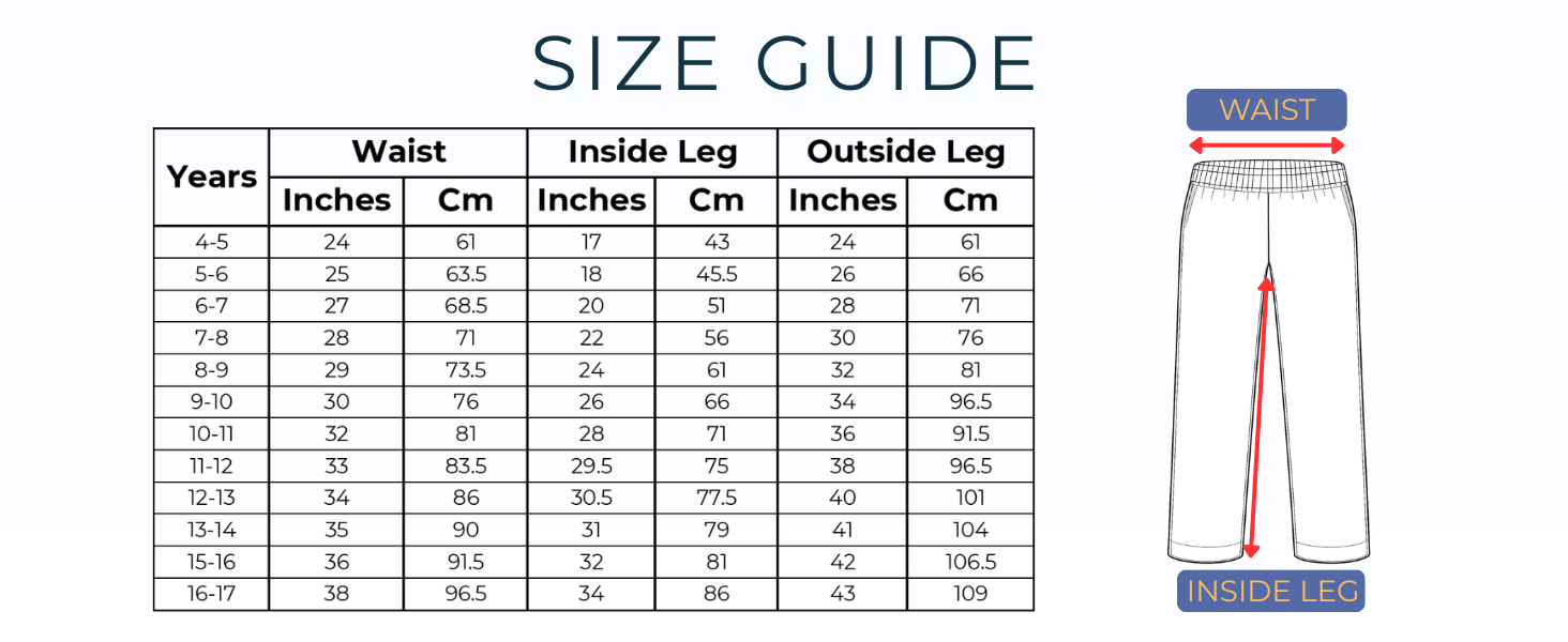 Boys plus size school trousers size guide for the right fit