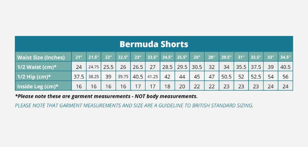Bermuda Shorts (Banner) Size Guide
