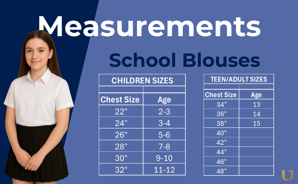 Size Guide for School blouses