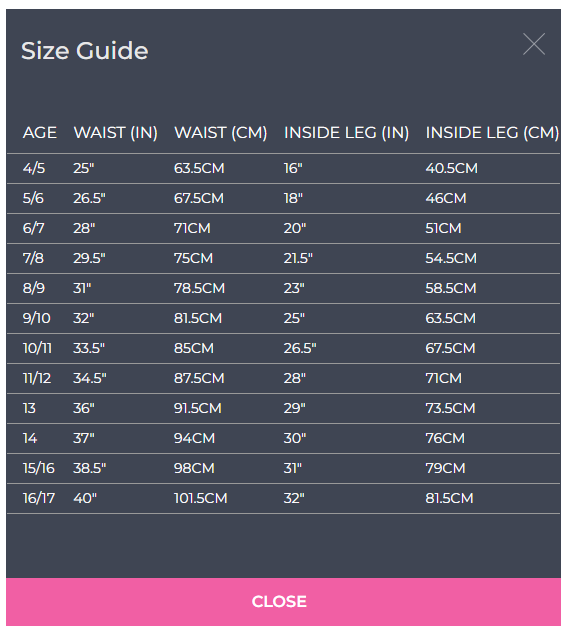 Zeco sturdy fit eco trouser BT3054 size guide / measurements