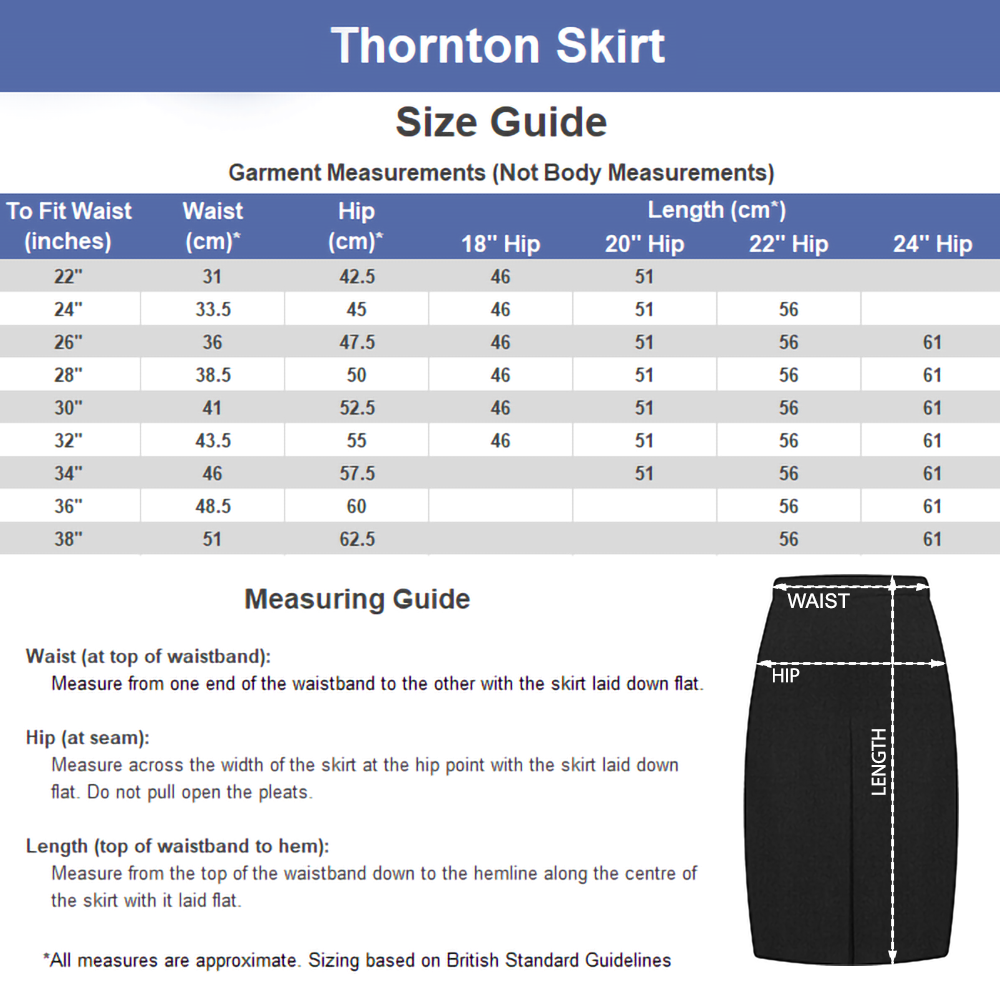 Thornton Skirt (Banner) Sizing Guide