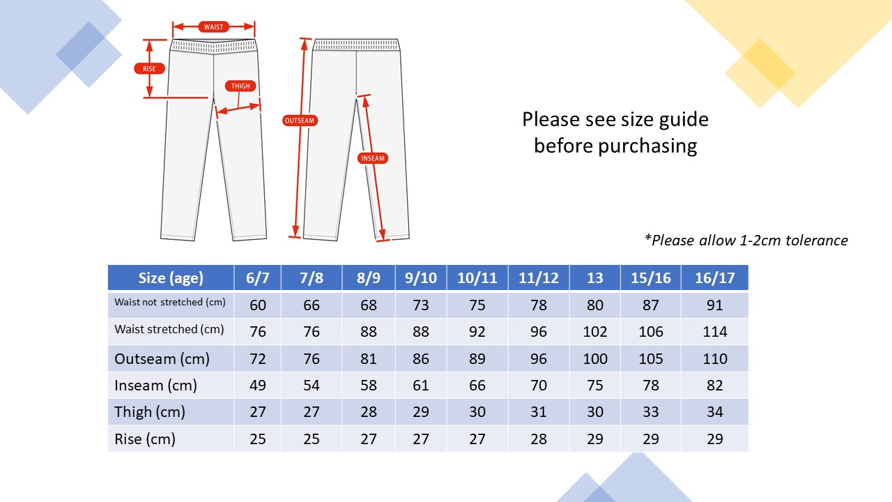 school pants size chart, boys school trousers size, school